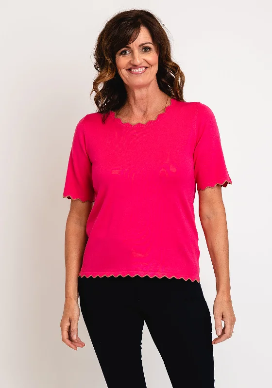 Snag the Best Prices Now!Micha Zig Zag Trim Short Sleeve Sweater, Pink & Beige