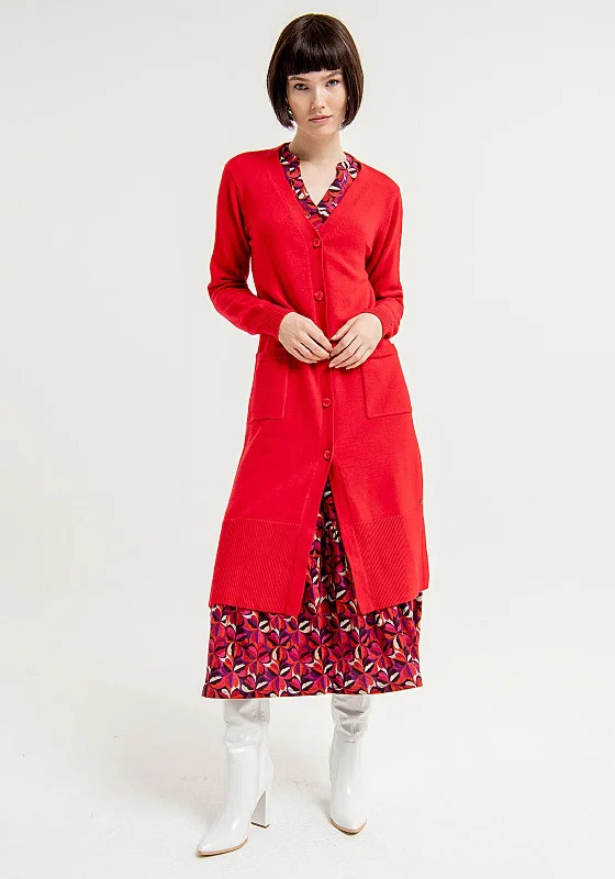 Snag the Best Prices Now!Surkana Button Up Long Knit Cardigan, Red