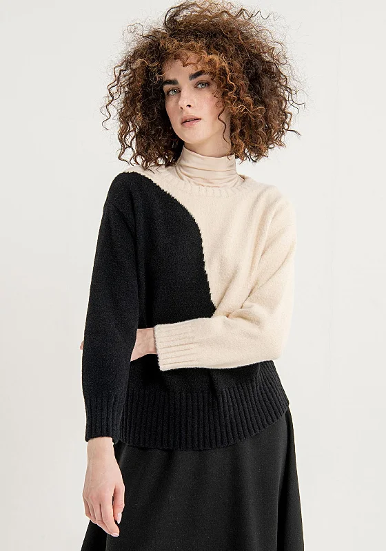 Save More with Every Purchase!Surkana Two Tone Knit Sweater, Black & Cream