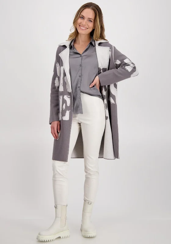 Massive Price Cuts!Monari Shimmer Detail Long Open Reversible Cardigan, Grey & Silver