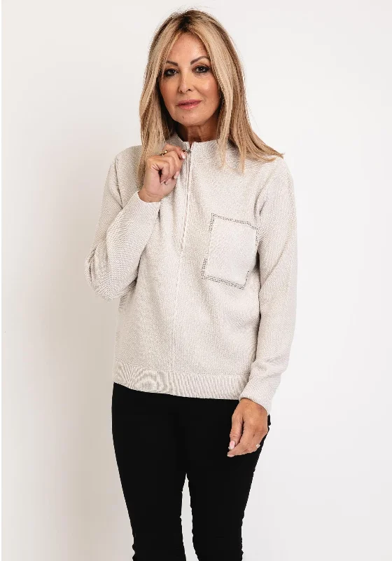 Hot Deals You Can’t Resist!Monari Shimmer Full Zip Cardigan, Beige