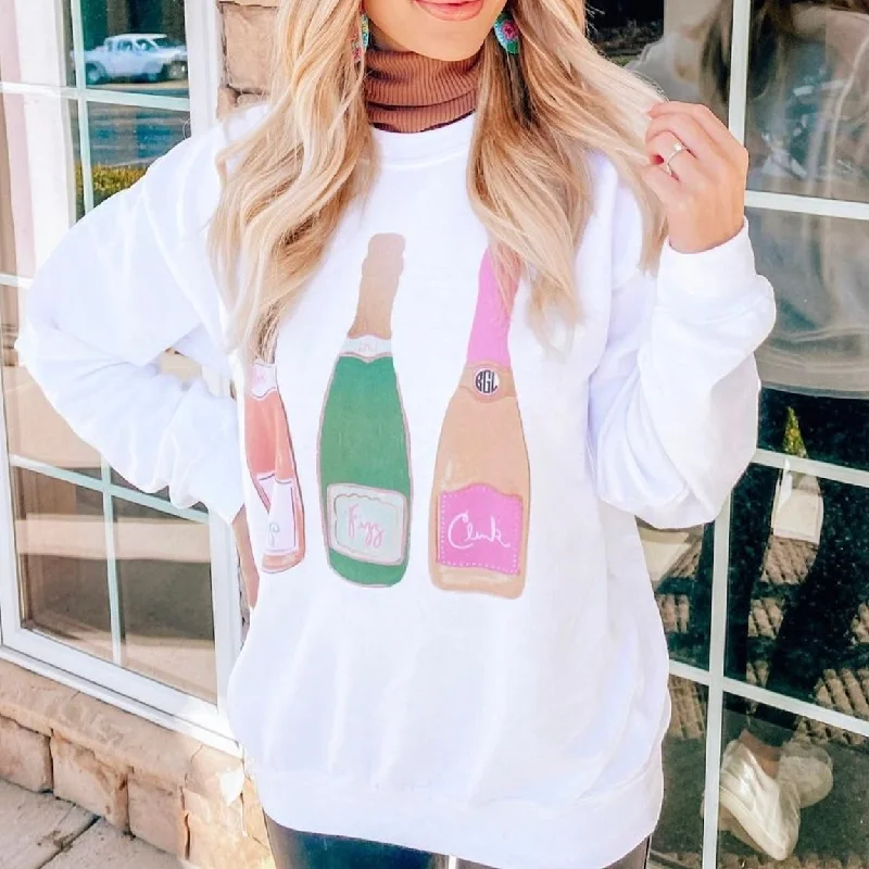 Unlock Huge Savings Now!Monogrammed 'Champagne Bottles' Crewneck Sweatshirt