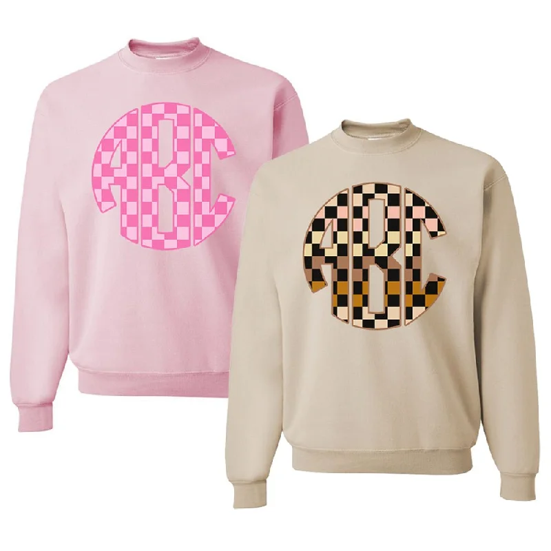 Don't Miss Out!Monogrammed 'Checkerboard' Big Print Crewneck Sweatshirt