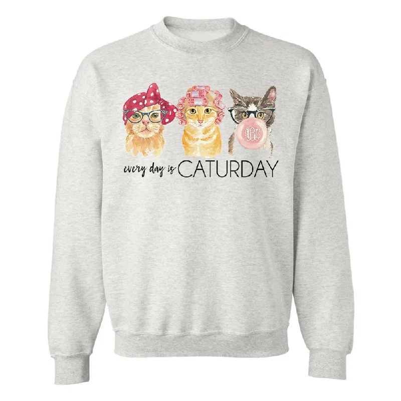One Day Only – Huge Savings!Monogrammed 'Every Day Is Caturday' Crewneck Sweatshirt