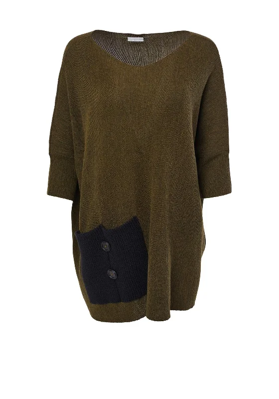 Hottest Discounts of the Year!Naya Patch Pocket Detail, Wool Sweater, Khaki