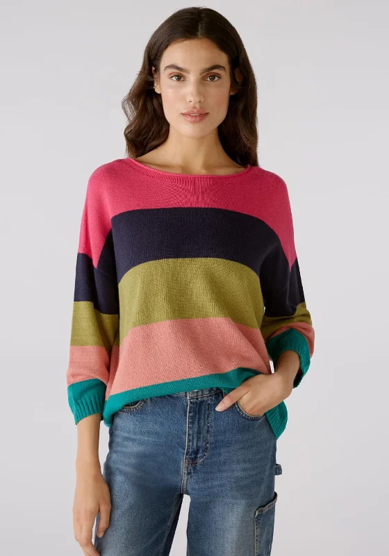One Day Only – Huge Savings!OUI Round Neck Striped Knit Sweater, Multi