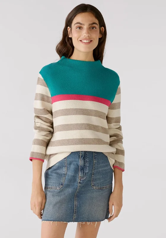 Score Huge Discounts Today!OUI High Neck Striped Knit Jumper, Multi