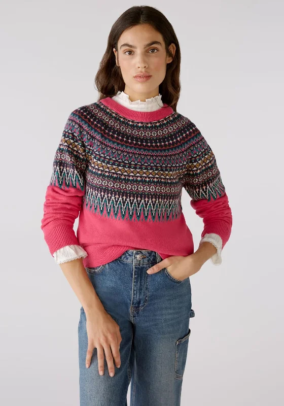 Save Money, Shop Happy!OUI Nordic Print Knit Sweater, Pink