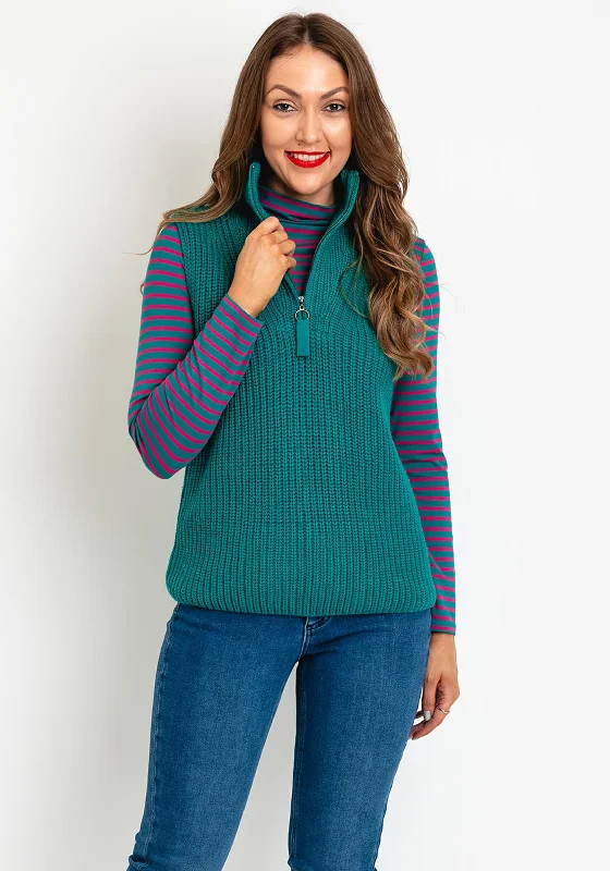 Your Discount is Waiting!OUI High Neck Half-Zip Sleeveless Jumper, Green
