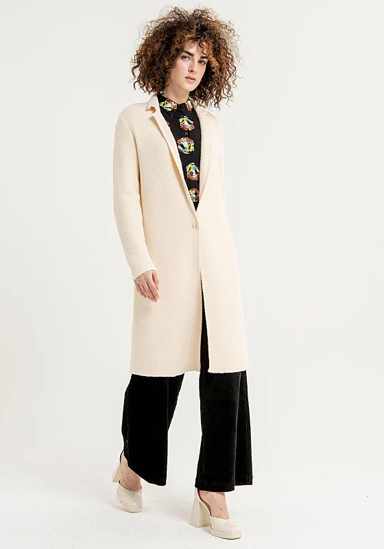 New Discounts Just Dropped!Surkana Soft Knit Knee Length Coat, Ecru