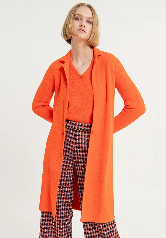 The Sale You’ve Been Waiting For!Surkana Soft Knit Knee Length Coat, Orange