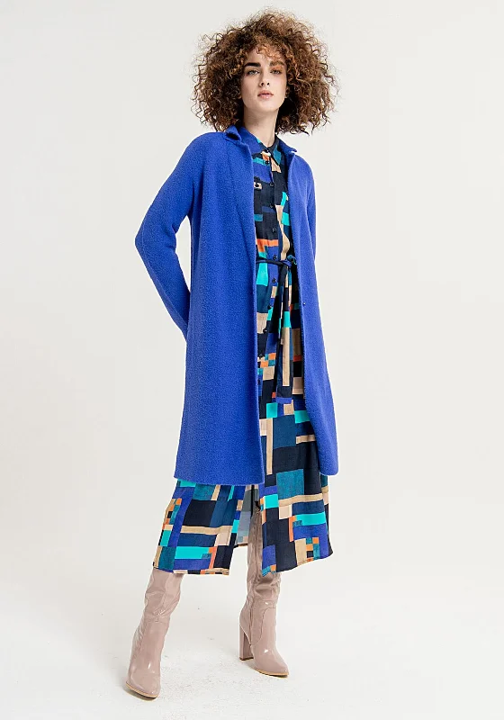 Hottest Discounts of the Year!Surkana Lapel Collar Knee Length Knit Coat, Royal Blue Hottest Discounts of the Year!Surkana Lapel Collar Knee Length Knit Coat, Royal Blue