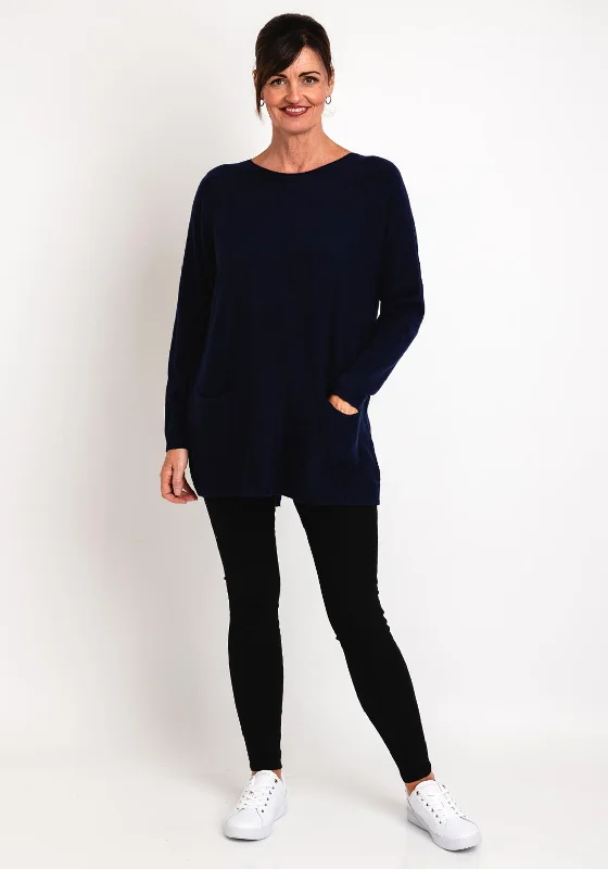 One Click Away from Big Savings!Natalia Collection One Size Fine Knit Relaxed Sweater, Navy One Click Away from Big Savings!Natalia Collection One Size Fine Knit Relaxed Sweater, Navy