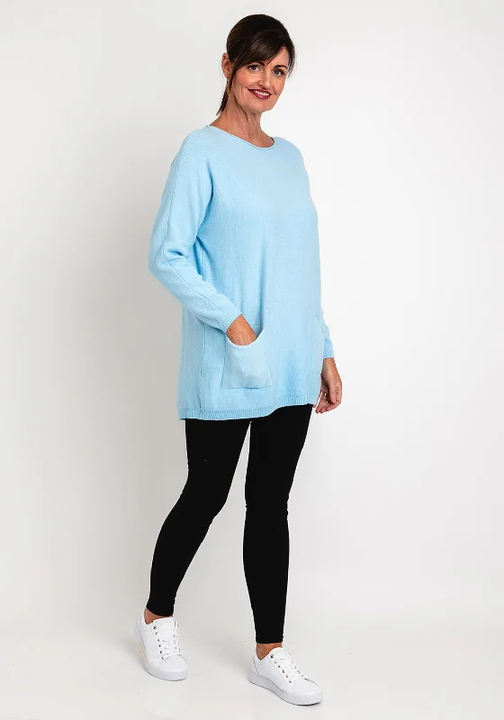 Shop Now and Save!Natalia Collection One Size Fine Knit Relaxed Sweater, Sky Blue