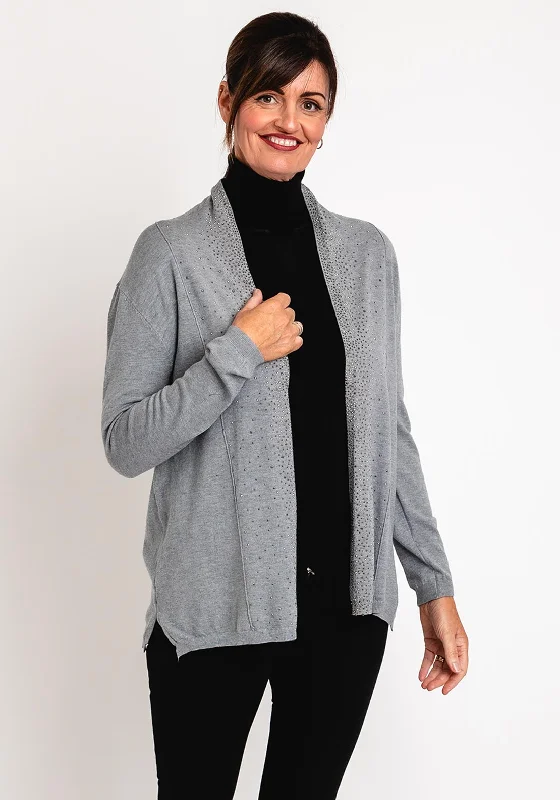 Shop Early, Save Big!Natalia Collection One Size Diamante Waterfall Fine Knit Cardigan, Grey