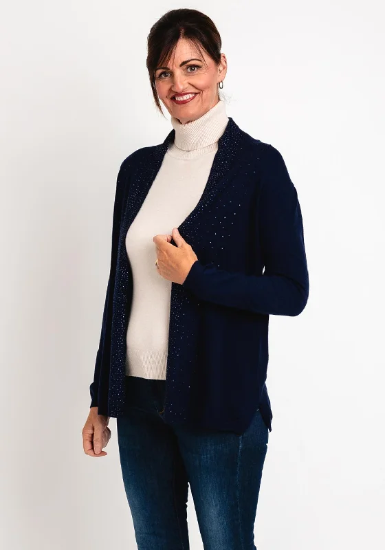 Snag the Best Prices Now!Natalia Collection One Size Diamante Waterfall Fine Knit Cardigan, Navy Snag the Best Prices Now!Natalia Collection One Size Diamante Waterfall Fine Knit Cardigan, Navy