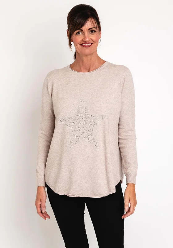 Buy More, Save More!Natalia Collection One Size Fine Knit Star Print Sweater, Oatmeal Buy More, Save More!Natalia Collection One Size Fine Knit Star Print Sweater, Oatmeal