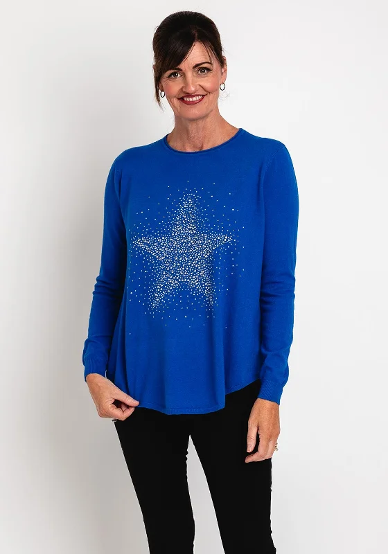 Flash Sale – Act Fast!Natalia Collection One Size Fine Knit Star Print Sweater, Royal Blue Flash Sale – Act Fast!Natalia Collection One Size Fine Knit Star Print Sweater, Royal Blue