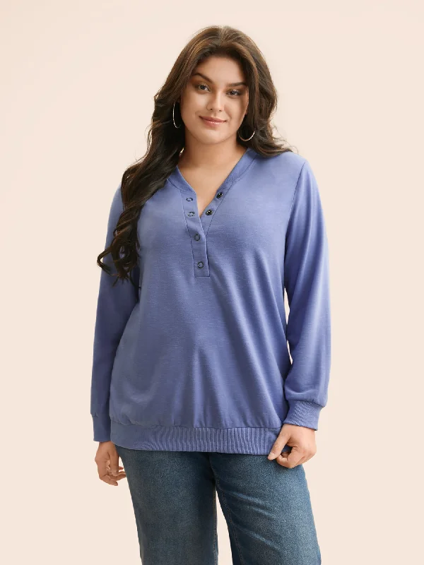 The Best Offers Are Here!Plain Notched Collar Button Up Sweatshirt