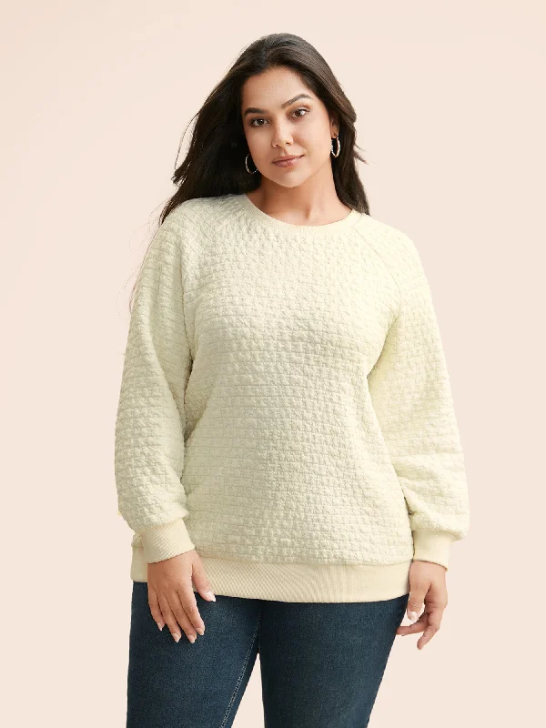 Your Wallet Will Thank You!Plain Textured Raglan Sleeve Sweatshirt