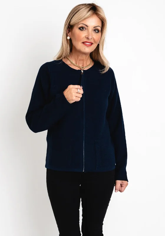 Today’s Deals, Tomorrow’s Regrets!Rabe Full Zip Knitted Short Jacket, Navy