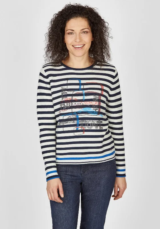 Flash Deals – Act Quickly!Rabe Stripes & Fade Print Sweater, Navy Multi