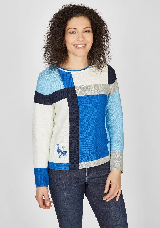 Buy More, Pay Less!Rabe Modern Colour Block Sweater, Royal Blue Multi