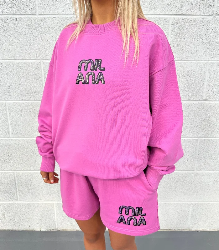Every Deal is a Steal!Raspberry Embellished Sweatshirt.