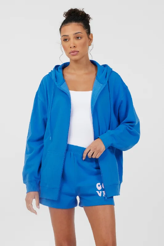 Hurry, Sale Ends Soon!Royal Blue W/ Pink Puff Zip Up Hoodie