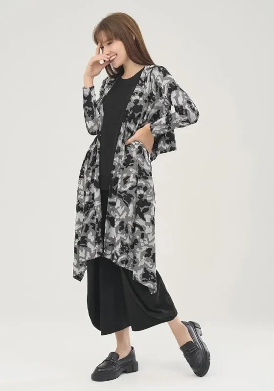 Hottest Discounts of the Year!Ever Sassy Camouflage Inspired Long Front Cardigan, Grey Hottest Discounts of the Year!Ever Sassy Camouflage Inspired Long Front Cardigan, Grey