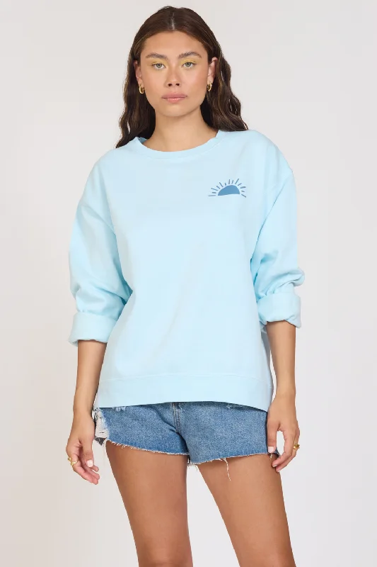 One Click Away from Big Savings!"Beach Days" Sky Blue Pigment Dye Crew Tunic