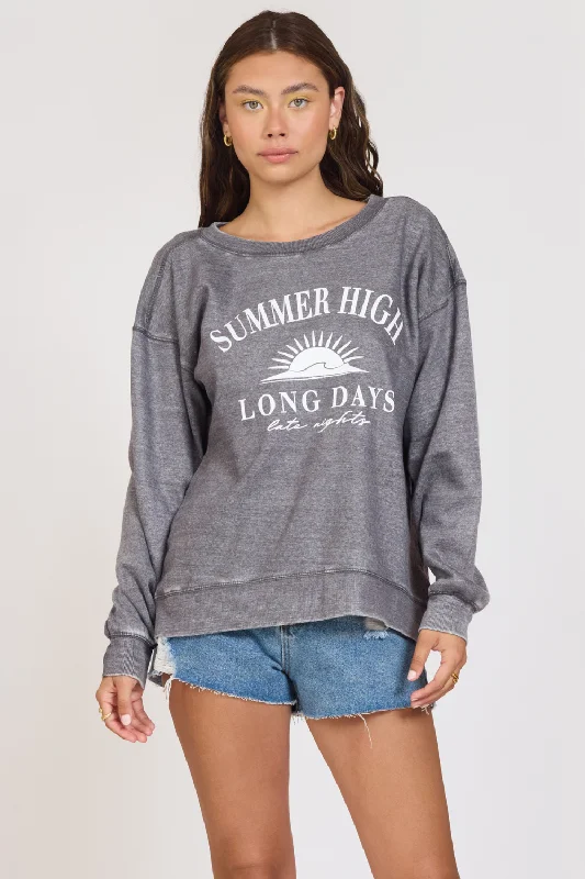 Exclusive Offers You’ll Love!"Summer High" Steel Grey Burnout Fleece Crewneck