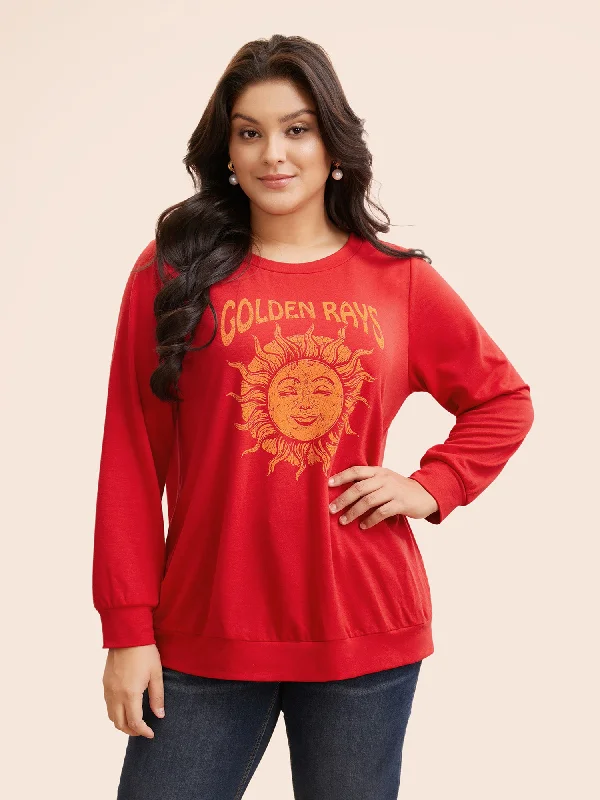 Shop Early, Save Big!Sun Print Round Neck Sweatshirt