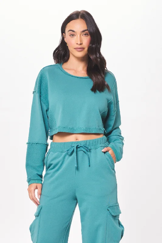 Shop Before It’s Gone!Teal Green Terry Cargo Fleece Crewneck
