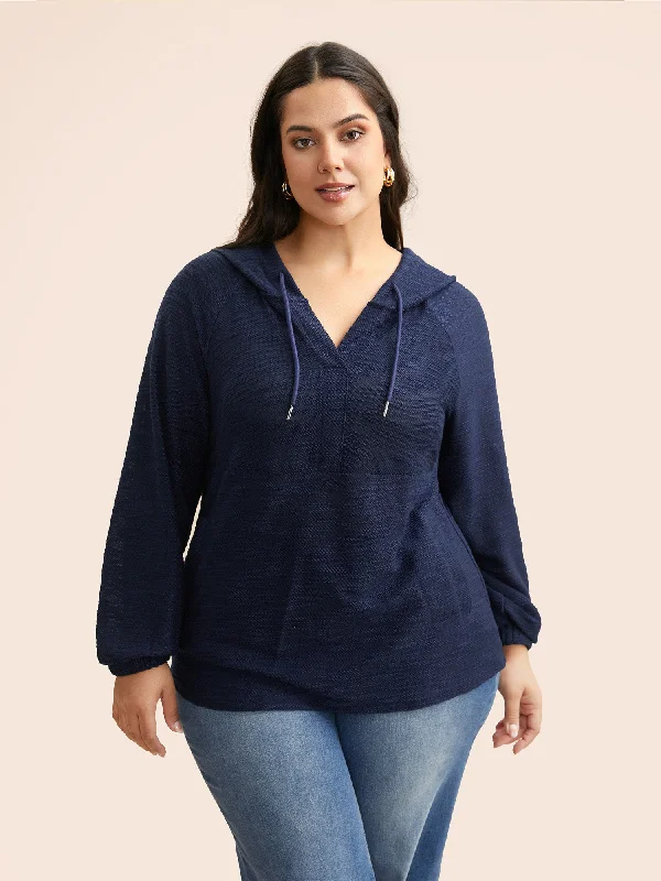 Hot Deals You Can’t Resist!Texture Drawstring Pocket Hooded Sweatshirt