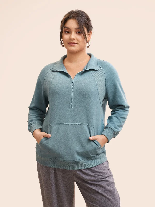 Every Deal is a Steal!Textured Half Zip Patchwork Sweatshirt