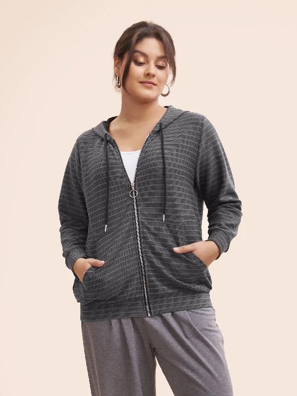 Price Drop Alert!Textured O Ring Zipper Hooded Sweatshirt