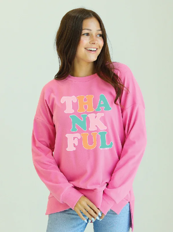 Don't Miss Out!Thankful Micro Fleece Sweatshirt, Pink