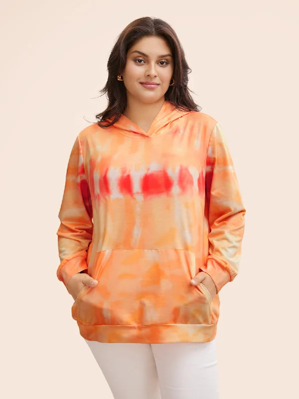 Limited-Time Price Drop!Tie Dye Hooded Kangaroo Pocket Sweatshirt
