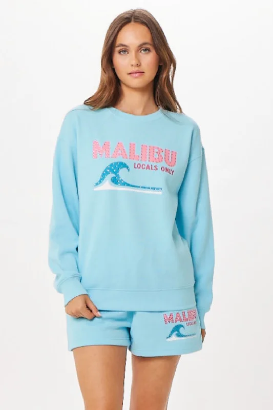 Best Deals Just for You!Tropical Blue Malibu Jet Setter Surf Wash Crewneck
