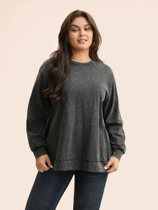 The Sale You’ve Been Waiting For!Vintage Round Neck Slightly Stretchy Sweatshirt