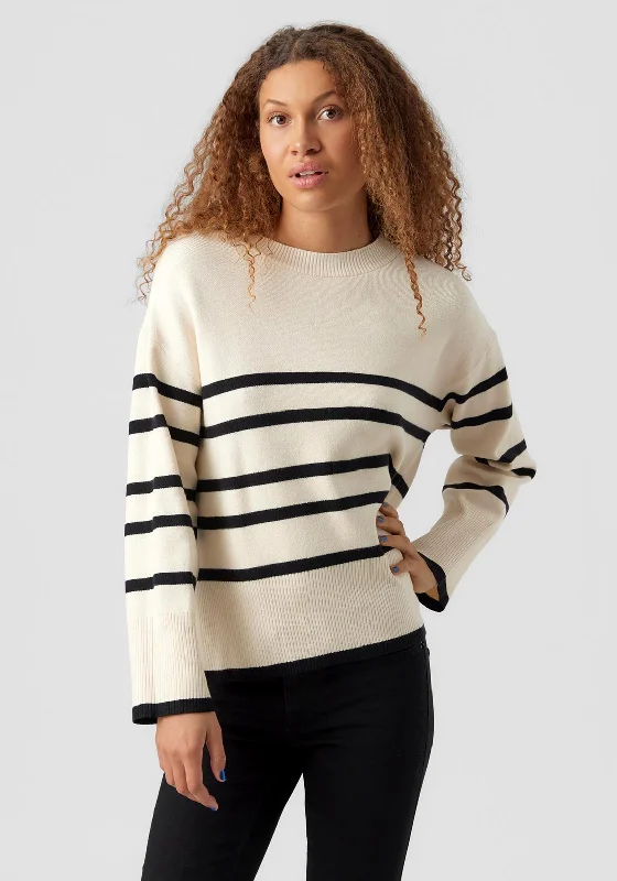 Get the Best for Less!Vero Moda Saba Stripe Print Sweater, Birch & Black