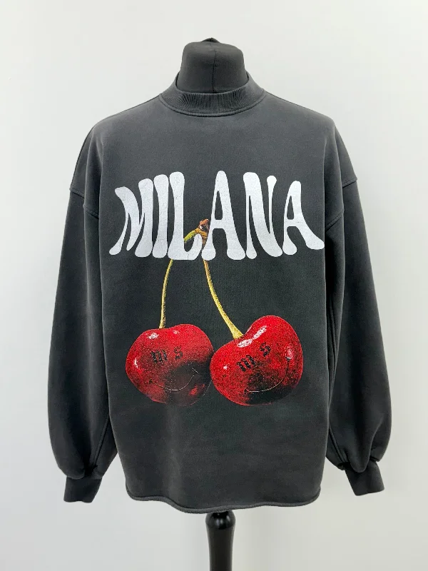 Upgrade for Less!Washed Black Cherry Heavyweight Open Hem Sweatshirt.