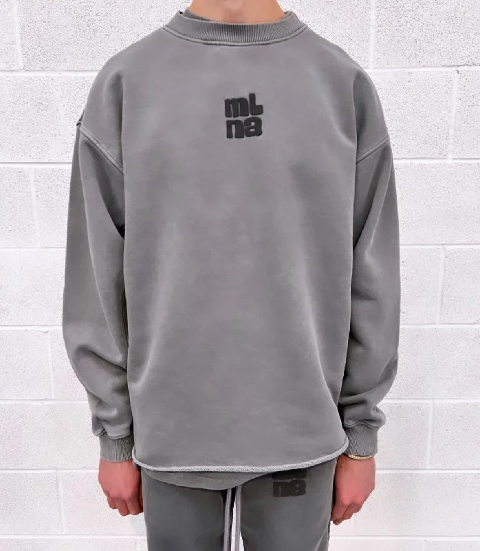 Get It Before It’s Gone!Washed Charcoal Heavyweight Bubble Open Hem Sweatshirt.