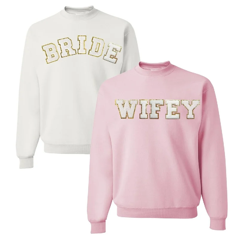 Mega Sale Happening Now!Wifey/Bride Letter Patch Crewneck Sweatshirt