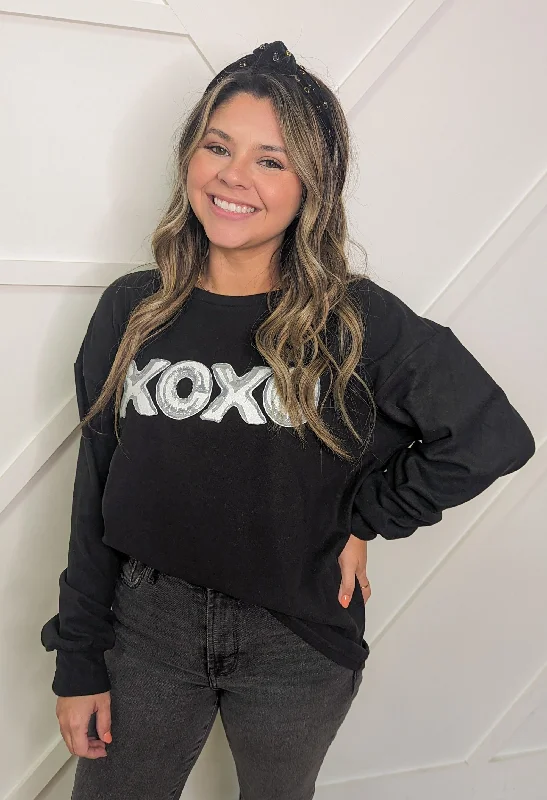 Mega Sale Happening Now!XOXO on Black Crazy Cozy Microfleece Crewneck