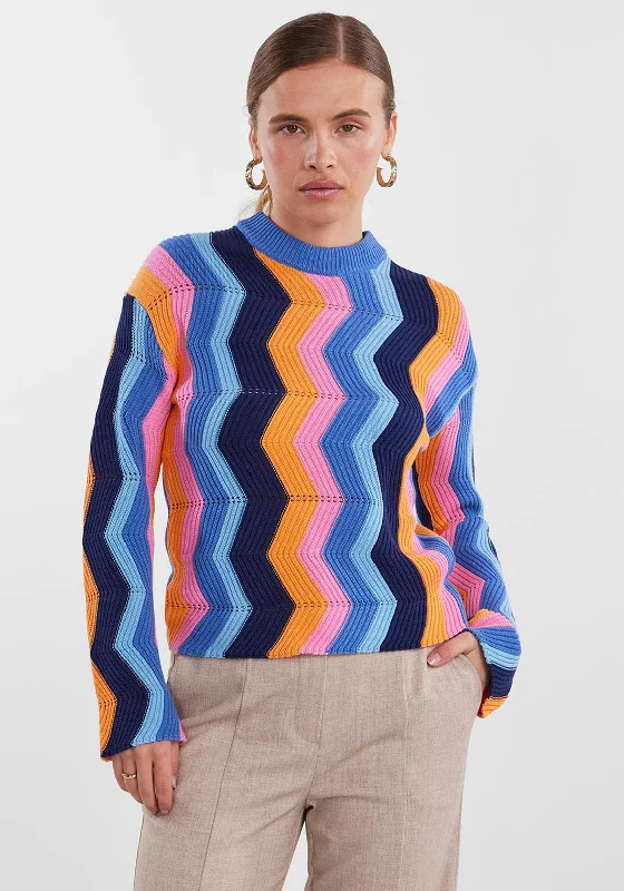 Unlock Huge Savings Now!Y.A.S Zig Zag Knit Pullover Sweater, Amparo Blue.