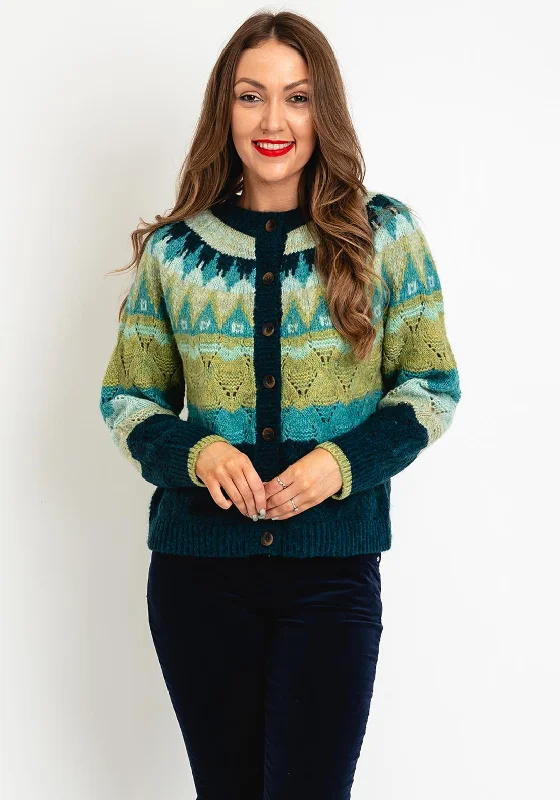 Save Up to 50% Off!White Stuff Yoke Chunky Knit Short Cardigan, Green Multi