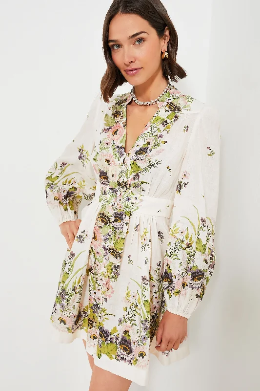 Shop Before It’s Gone!Cream Multi Floral Halliday Plunge Mini Dress