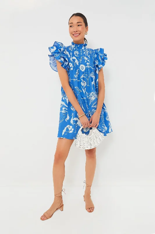 Snag the Best Prices Now!Exclusive Audubon Blue Pintuck Ruffle Mini Dress